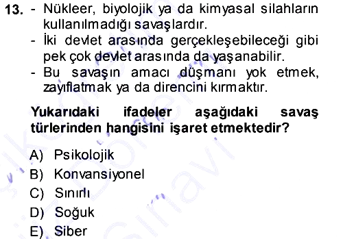 Uluslararası Politika 1 2013-2014 Dönem Sonu Sınavı - 13. soru