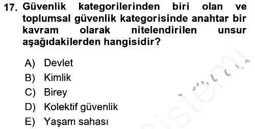 Uluslararası Politika 1 2015-2016 Dönem Sonu Sınavı - 17. soru