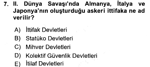 Uluslararası Politika 1 2017-2018 Dönem Sonu Sınavı - 7. soru