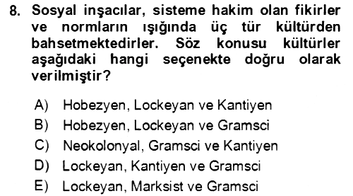 Uluslararası Politika 1 2020-2021 Yaz Okulu Sınavı - 8. soru
