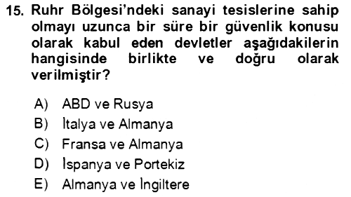 Uluslararası Politika 1 2020-2021 Yaz Okulu Sınavı - 15. soru