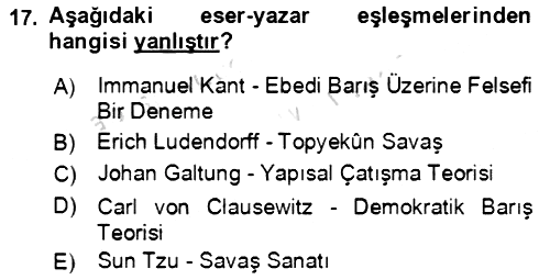 Uluslararası Politika 1 2020-2021 Yaz Okulu Sınavı - 17. soru