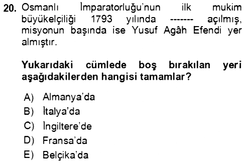 Uluslararası Politika 1 2020-2021 Yaz Okulu Sınavı - 20. soru