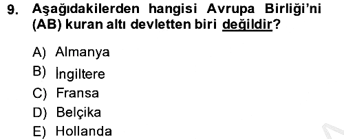 Uluslararası Politika 2 2013-2014 Ara Sınav - 9. soru