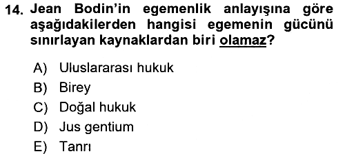 Uluslararası Politika 2 2015-2016 Ara Sınav - 14. soru
