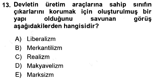 Uluslararası Politika 2 2018-2019 Ara Sınav - 13. soru
