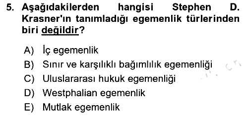 Uluslararası Politika 2 2023-2024 Ara Sınav - 5. soru