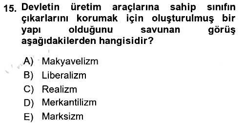 Uluslararası Politika 2 2023-2024 Ara Sınav - 15. soru