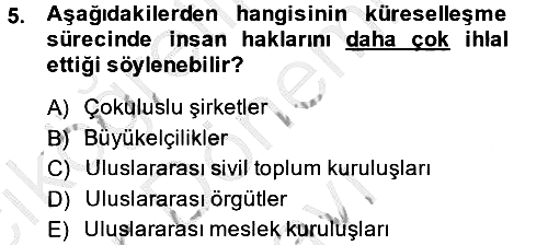 Uluslararası Politika 2 2013-2014 Dönem Sonu Sınavı - 5. soru