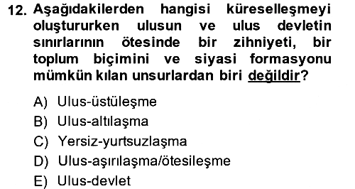 Uluslararası Politika 2 2014-2015 Dönem Sonu Sınavı - 12. soru