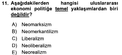 Uluslararası Politika 2 2015-2016 Dönem Sonu Sınavı - 11. soru