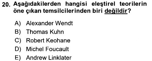 Uluslararası Politika 2 2015-2016 Dönem Sonu Sınavı - 20. soru