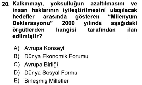 Uluslararası Politika 2 2016-2017 Dönem Sonu Sınavı - 20. soru