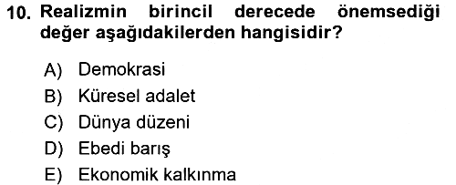 Uluslararası Politika 2 2017-2018 Dönem Sonu Sınavı - 10. soru