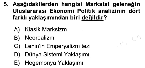 Uluslararası Politika 2 2023-2024 Dönem Sonu Sınavı - 5. soru