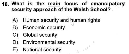 International Security 2022-2023 Yaz Okulu Sınavı - 18. soru