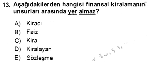 Dış Ticaret İşlemlerinin Muhasebeleştirilmesi 2016-2017 3 Ders Sınavı - 13. soru