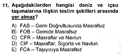 Dış Ticaret İşlemlerinin Muhasebeleştirilmesi 2012-2013 Ara Sınav - 11. soru