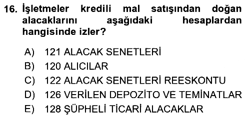 Dış Ticaret İşlemlerinin Muhasebeleştirilmesi 2015-2016 Ara Sınav - 16. soru