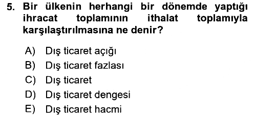 Dış Ticaret İşlemlerinin Muhasebeleştirilmesi 2016-2017 Ara Sınav - 5. soru