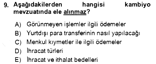 Dış Ticaret İşlemlerinin Muhasebeleştirilmesi 2017-2018 Ara Sınav - 9. soru