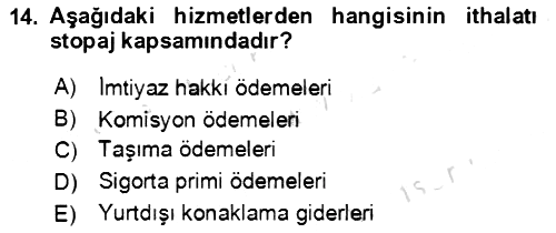 Dış Ticaret İşlemlerinin Muhasebeleştirilmesi 2021-2022 Dönem Sonu Sınavı - 14. soru