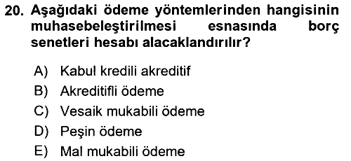 Dış Ticaret İşlemlerinin Muhasebeleştirilmesi 2021-2022 Yaz Okulu Sınavı - 20. soru