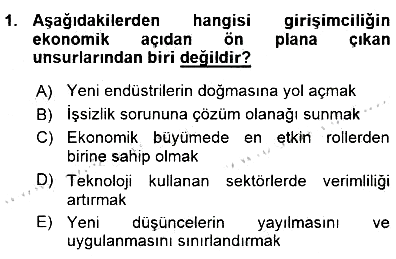 Dış Ticarette Girişimcilik 2015-2016 Ara Sınav - 1. soru