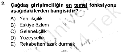 Dış Ticarette Girişimcilik 2013-2014 Tek Ders Sınavı - 2. soru