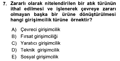 Dış Ticarette Girişimcilik 2021-2022 Yaz Okulu Sınavı - 7. soru