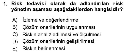Dış Ticarette Risk Yönetimi Ve Sigortacılık 2023-2024 Yaz Okulu Sınavı - 1. soru
