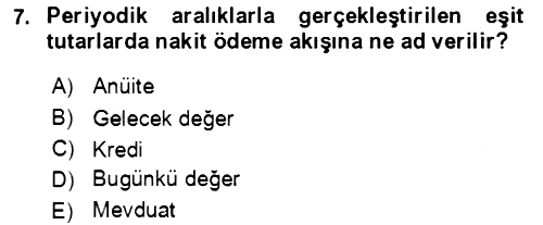 İşletme Finansmanı 2021-2022 Ara Sınav - 7. soru