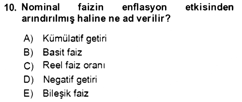 İşletme Finansmanı 2021-2022 Ara Sınav - 10. soru