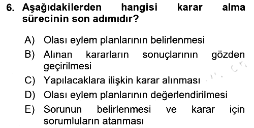 İşletme Finansmanı 2023-2024 Ara Sınav - 6. soru