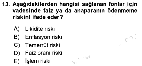 İşletme Finansmanı 2024-2025 Ara Sınav - 13. soru