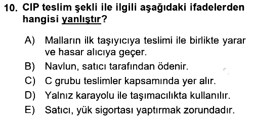 Uluslararası Ticaret Hukuku 2023-2024 Ara Sınav - 10. soru