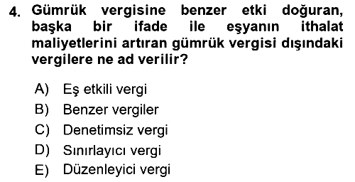 Uluslararası Ticarette Vergilendirme 2018-2019 Yaz Okulu Sınavı - 4. soru