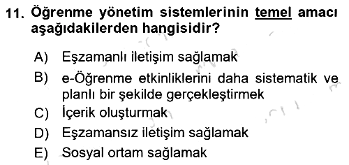 Öğrenme Yönetim Sistemleri 2021-2022 Ara Sınav - 11. soru