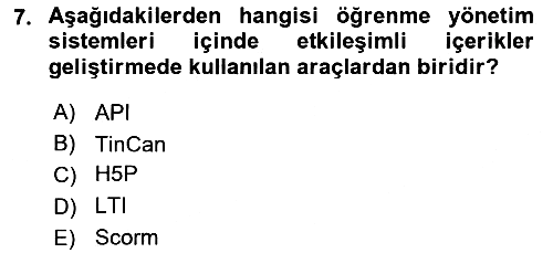 Öğrenme Yönetim Sistemleri 2023-2024 Dönem Sonu Sınavı - 7. soru