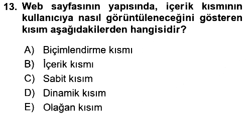 Web Okuryazarlığı 2018-2019 Ara Sınav - 13. soru
