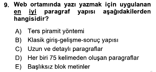 Web Okuryazarlığı 2025-2026 Ara Sınav - 9. soru