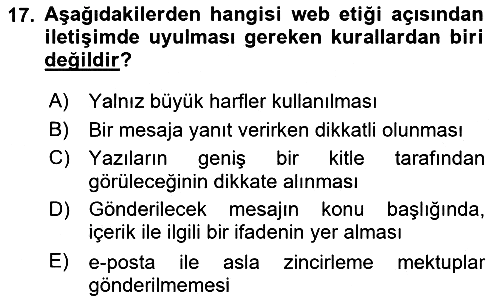 Web Okuryazarlığı 2021-2022 Yaz Okulu Sınavı - 17. soru