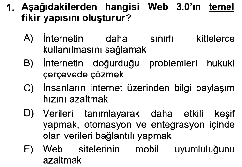 Web Tasarımı Satış ve Pazarlama 2017-2018 Dönem Sonu Sınavı - 1. soru