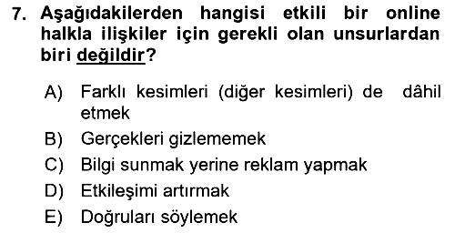 Web Tasarımı Satış ve Pazarlama 2017-2018 Dönem Sonu Sınavı - 7. soru