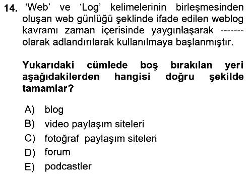 Web Tasarımı Satış ve Pazarlama 2018-2019 Yaz Okulu Sınavı - 14. soru