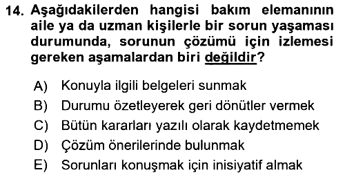 Bakım Elemanı Yetiştirme Ve Geliştirme 2 2018-2019 Ara Sınav - 14. soru