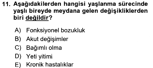 Evde Yaşlı Bakım Hizmetleri 2017-2018 Ara Sınav - 11. soru