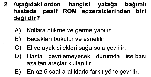 Evde Yaşlı Bakım Hizmetleri 2023-2024 Ara Sınav - 2. soru