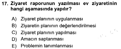 Evde Yaşlı Bakım Hizmetleri 2023-2024 Ara Sınav - 17. soru