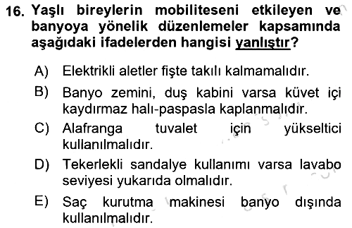 Fiziksel Rehabilitasyon 2018-2019 3 Ders Sınavı - 16. soru